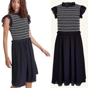 NWT Ann Taylor Blue Smocked Bodice Dress petite